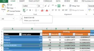 MS Excel 2013 how to make a table look good ? Format cells with bold text