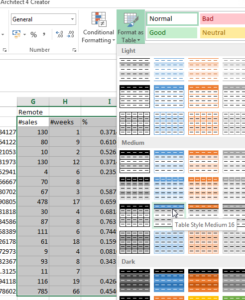 MS Excel 2013 how to make a table look good ? Format subtables as table