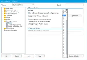 SAP change default language : change default Language in SAP Logon options