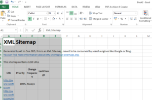 Wordpress how to get website links list : XML sitemap pasted in Excel