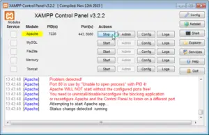 XAMPP Apache cannot start Port 80 in use : Apache starting in XAMPP