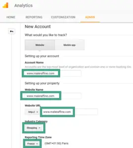 Google Analytics how to add a website to your account and get a Tracking ID : Enter website details