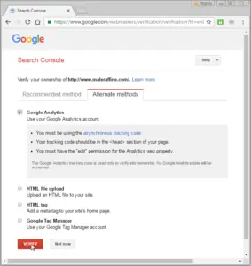 How to add a website on Google for indexation : Alternate methods of website property verification