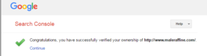 How to add a website on Google for indexation : Website's ownership verified on Search Console