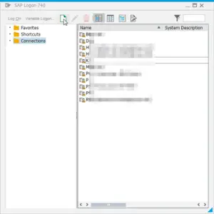 SAPLogon Add server manually to the server list : New server connection button