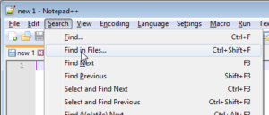 Search text string in all files and folders with Notepad++ : Menu Search => Find in Files...