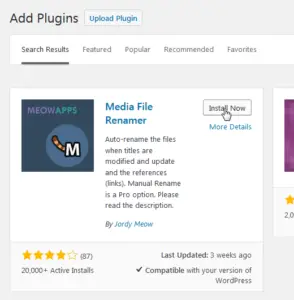 Wordpress rename pictures automatically : Media File Renamer plugin