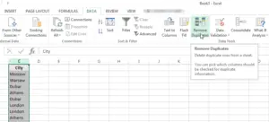 How to count the number of occurrences in a list with functions in Excel : Copy data in a new column and apply Remove Duplicates