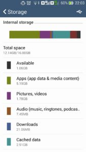 How to free storage space in Android by clearing cache : Cached data in Storage settings