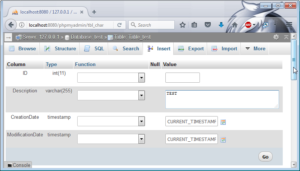 Create a MySQL table with automatic creation date and modification date fields in PHPMyAdmin : New table entry insertion