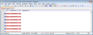 Notepad++ how to extract email addresses from a file : Email addresses bookmarked in the file