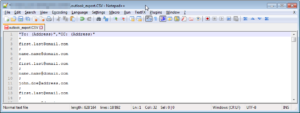 Notepad++ how to extract email addresses from a file : File with email addresses separated from the text by line breaks