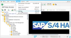 SAP how to display the transaction codes in the user menu : Access to menu Extras > Settings