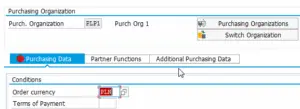SAP PIR creation how to solve Supplier 123 not created by purchasing organization XX : Purchase details entry
