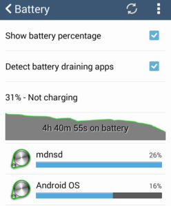 Android - Facebook not responding / process mdnsd draining battery : Process mdnsd using most of the battery