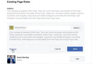 Facebook Page - how to change the Page owner : Remove an administrator