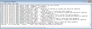 PHPMyAdmin table content not displaying, table marked as crashed and should be repaired, client hasn't closed the table properly - MyISAM tables : MySQL error log