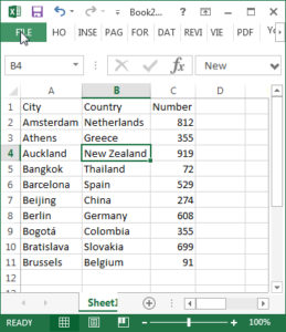 How to import an Excel file in a MySQL database in PHPMyAdmin : Excel sheet with data