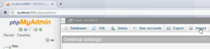 How to import an Excel file in a MySQL database in PHPMyAdmin : Import menu in PHPMyAdmin