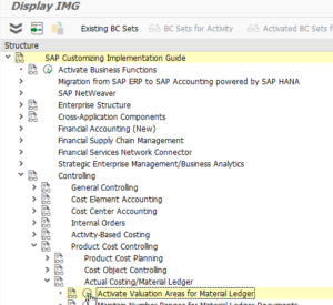 SAP Message C+302 - Material ledger not active in plant : Activate valuation areas for material ledger in SPRO