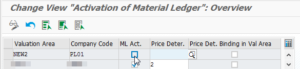 SAP Message C+302 - Material ledger not active in plant : Activation of Material ledger for the valuation area