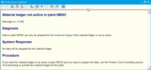 SAP Message C+302 - Material ledger not active in plant : Error message description C+302