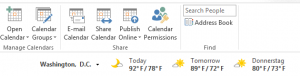 Outlook calendar - change weather locations : Default location in Outlook Calendar