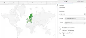 Create a shareable map chart with Google Sheets : Customize a map chart in Google Sheets