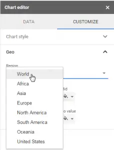 Create a shareable map chart with Google Sheets : Select visible world region of a map chart
