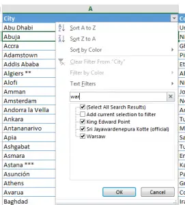 Excel filter wildcards and with wildcards - star and interrogation mark : Results containing a string