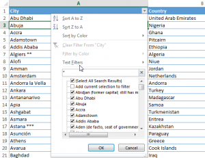 Excel filter wildcards and with wildcards - star and interrogation mark : Using wildcard *