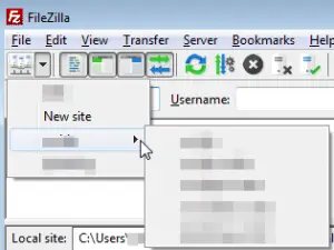 FileZilla retrieve password of an FTP website connection in Windows : Quick FTP connections access