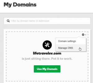 GoDaddy.com redirect a registered domain to another web hosting : Manage DNS of a specific domain tile