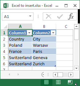 How to insert / include an Excel spreadsheet in a Word document : Excel file to insert in another Microsoft document