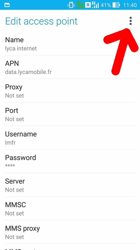Lyca mobile activa el nombre del punto de acceso a la configuración de International
