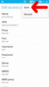 Lyca mobile active internet setup access point name : Click Save the new Access Point Name