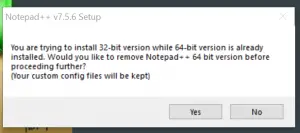 Notepad++ cannot load 32 bit plugin on Windows : Update existing installation from 64 to 32 bit