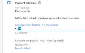 Google AdSense change payment threshold and schedule : Update of payment threshold and payment schedule