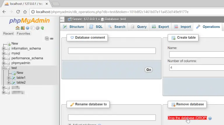How to delete a database in phpMyAdmin – YB.Digital