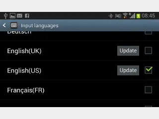 Change input language Android