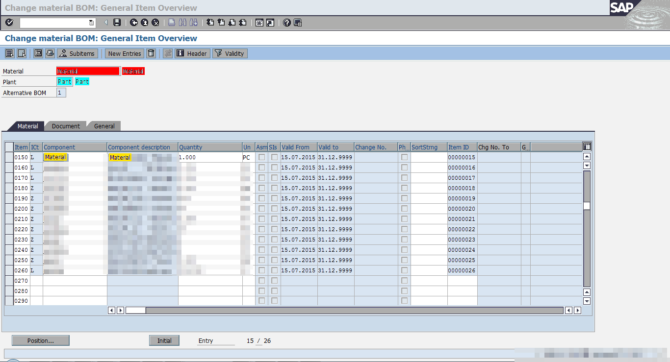 How to change BOM in SAP