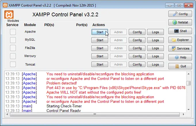 XAMPP Apache Port 443 in use