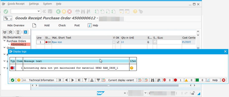 SAP accounting data not yet maintained