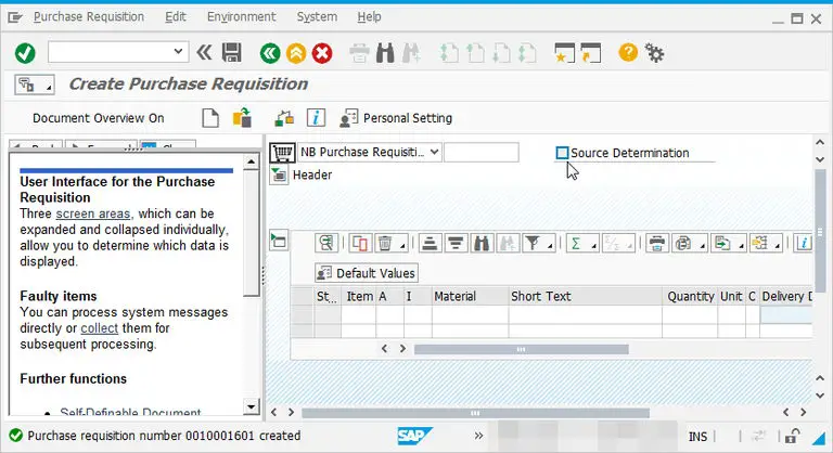 How to create purchase requisition in SAP using ME51N