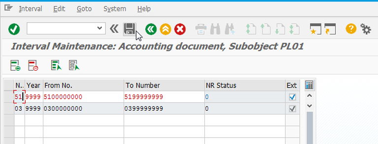 In company code, the number range is missing for the year