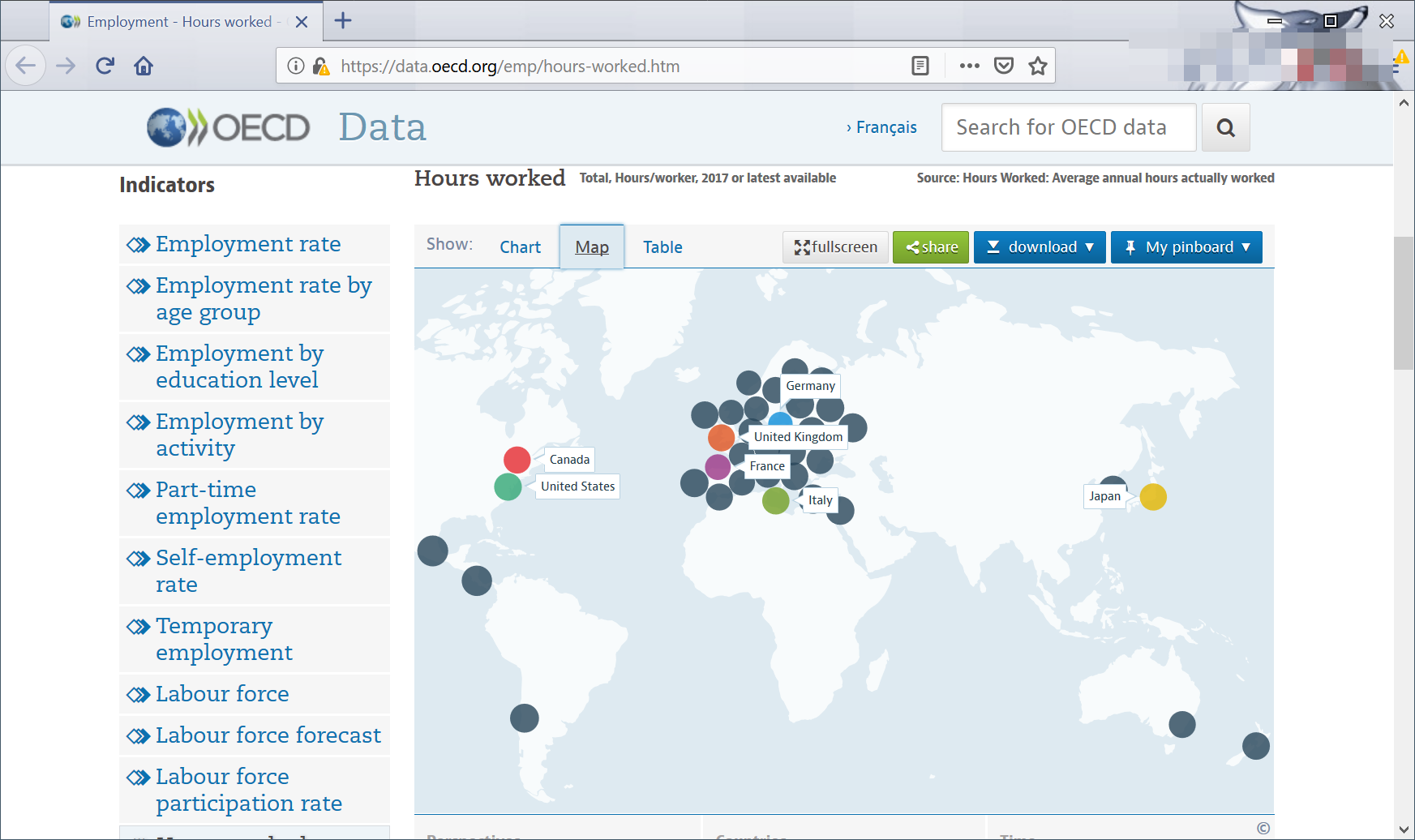 Average working hours by country