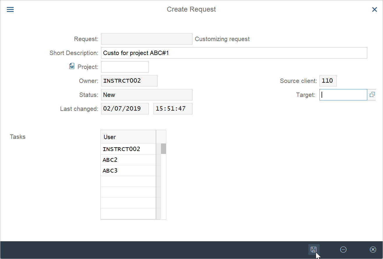 How to create customizing request in SAP