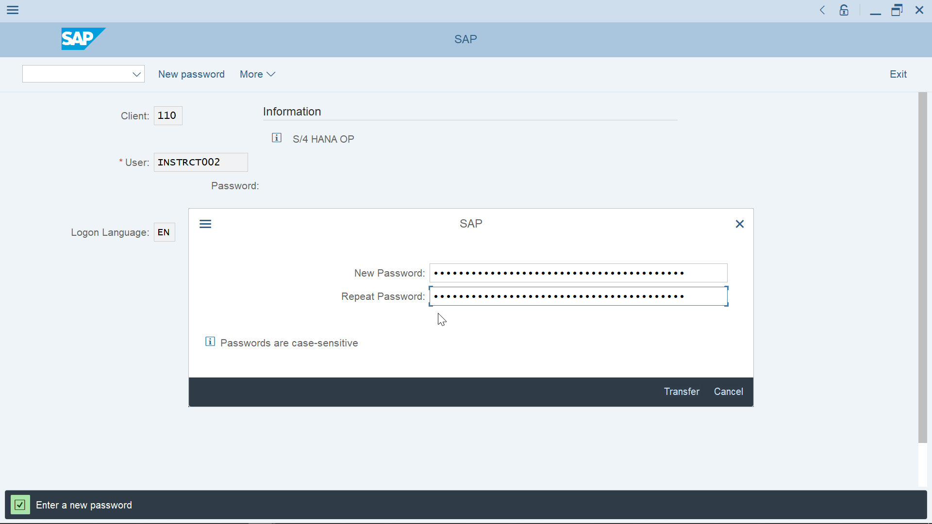 How to change password in SAP?