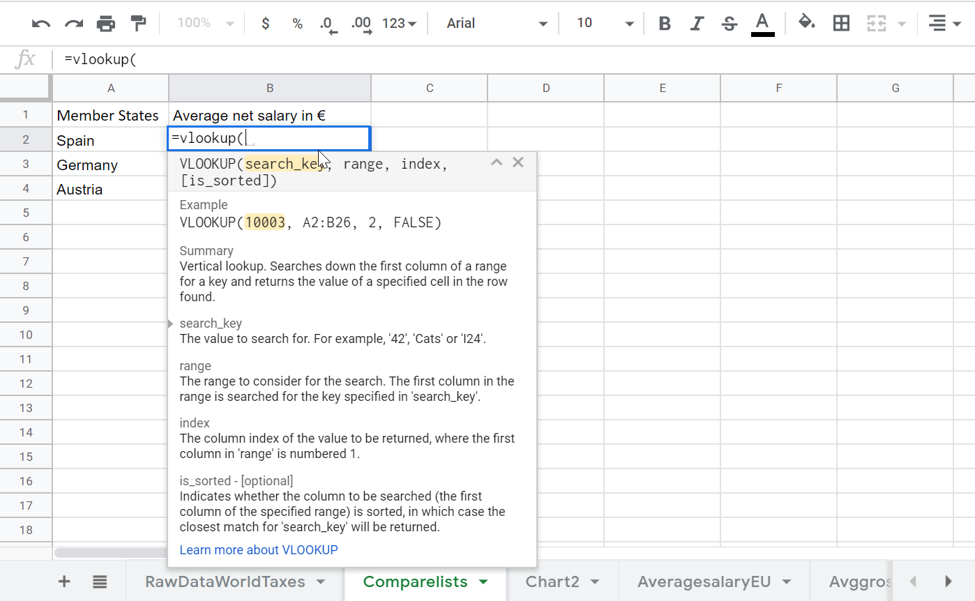 How to make a Vlookup in Google Sheets?
