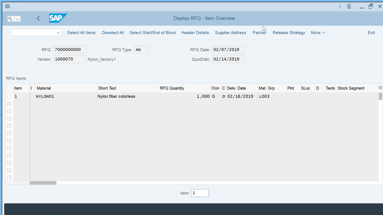 SAP request for quotation YB Digital